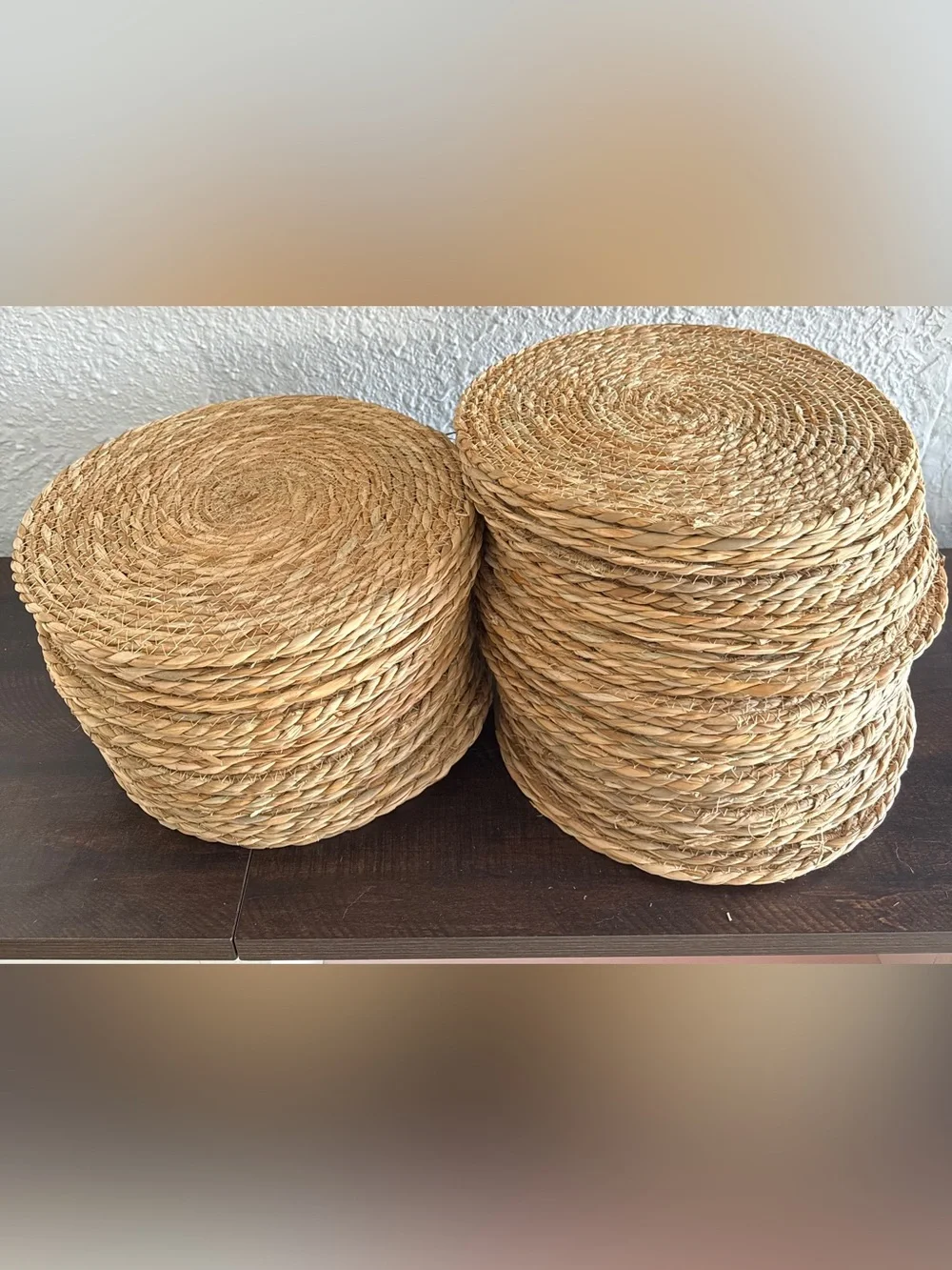 Natural Woven Seagrass Round Placemats - Set